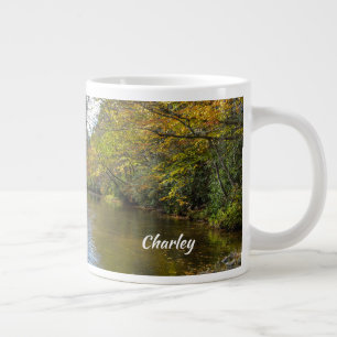 Colourful Leaves Fall Reflections on Autumn Stream Large Coffee Mug
