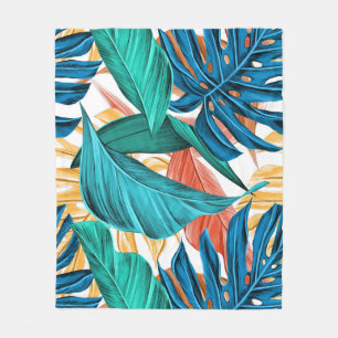 Colourful leaves fleece blanket