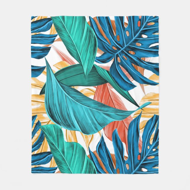 Colourful leaves fleece blanket (Front)