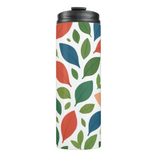 Colourful Leaves & Flowers Seamless Pattern - Natu Thermal Tumbler