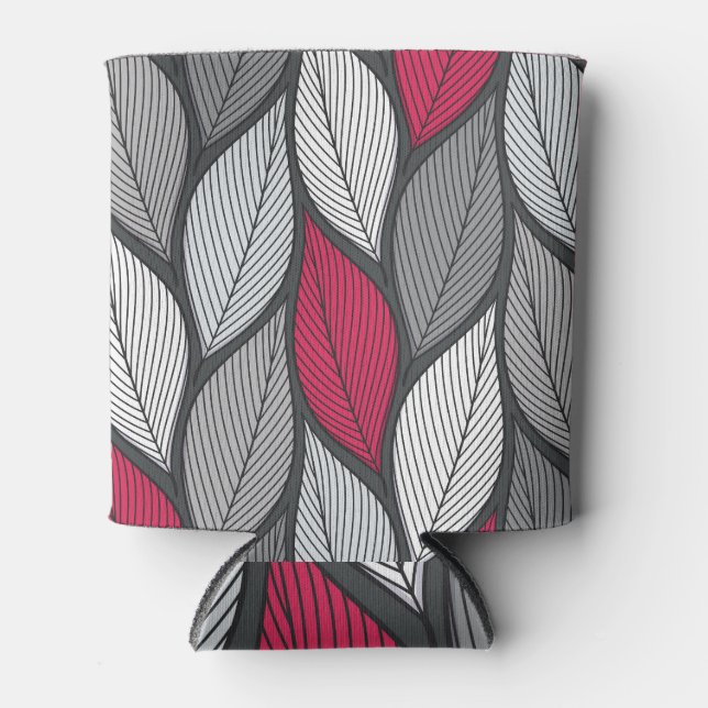 Colourful leaves: hand-drawn seamless pattern. can cooler (Front)