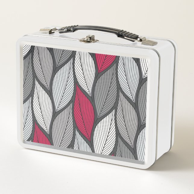 Colourful leaves: hand-drawn seamless pattern. metal lunch box (Front)