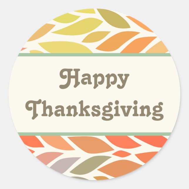 Colourful Leaves Happy Thanksgiving Sticker (Front)