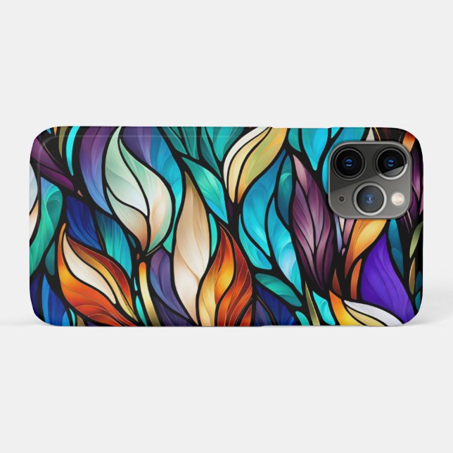 Colourful leaves in Stained Glass Look Case-Mate iPhone Case (Back (Horizontal))