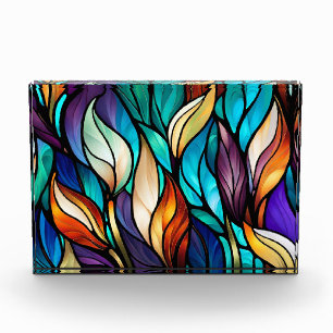 Colourful leaves in Stained Glass Look Photo Block