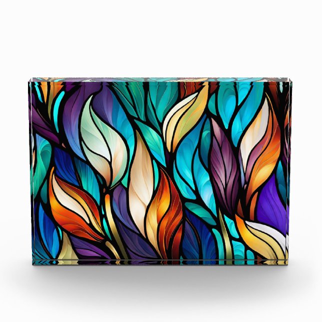 Colourful leaves in Stained Glass Look Photo Block (Front)