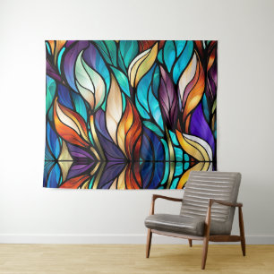 Colourful leaves in Stained Glass Look Tapestry