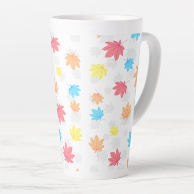 Colourful Leaves Latte Mug (Right Angle)