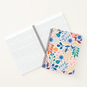 Colourful Leaves Modern Foliage Pattern Notebook
