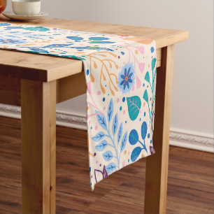 Colourful Leaves Modern Foliage Pattern Short Table Runner