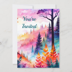 Colourful Leaves N Trees of the forest on Mountain Invitation