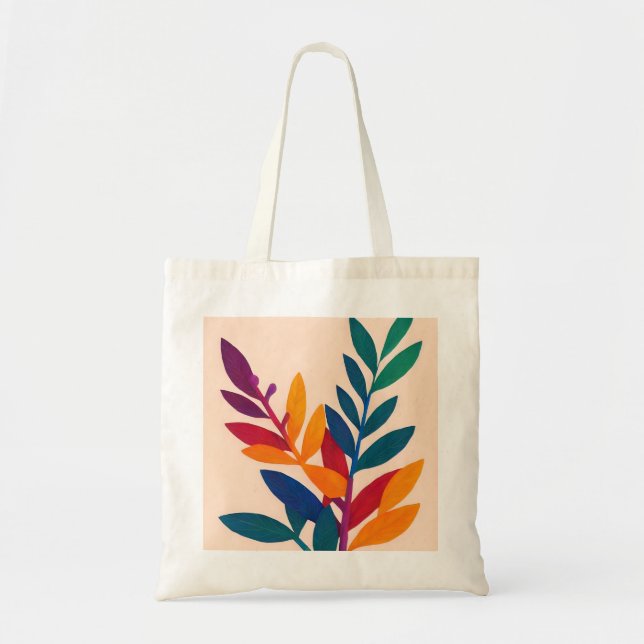 Colourful Leaves painting minimalist Tote Bag (Front)