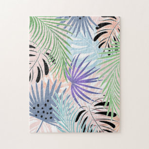 Colourful leaves palm trees tropical jigsaw puzzle