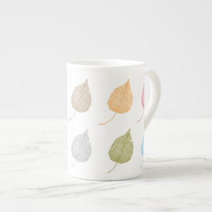 Colourful leaves pattern bone china mug