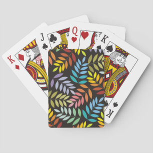 Colourful leaves pattern in rainbow colours modern playing cards