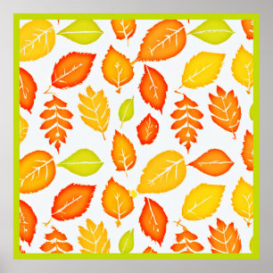 Colourful Leaves Pattern Poster