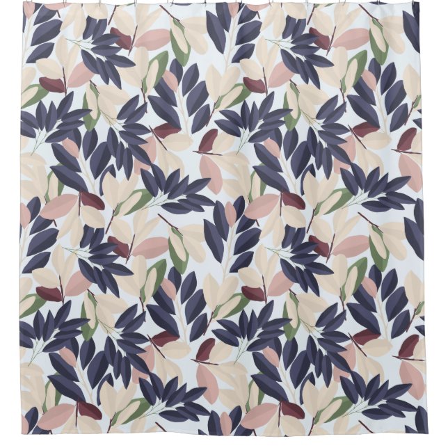 Colourful Leaves Pattern Shower Curtain (Front)