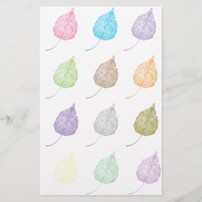 Colourful leaves pattern stationery (Front)