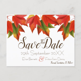 Colourful Leaves Save the Date Postcard