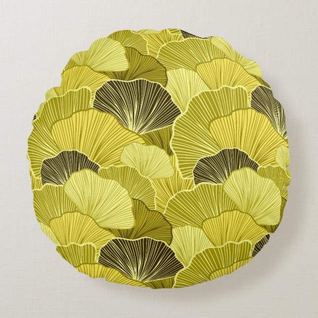 Colourful leaves: seamless olive pattern. round cushion (Front)