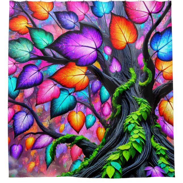 Colourful Leaves Shower Curtain (Front)