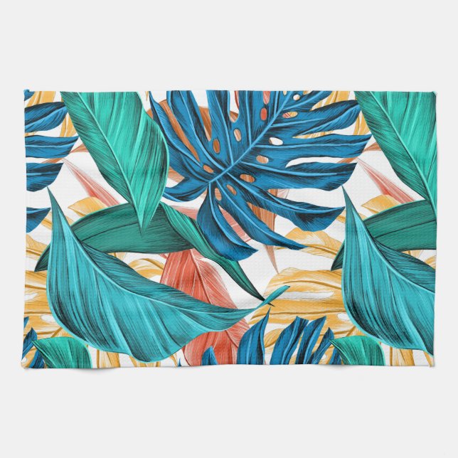 Colourful leaves tea towel (Horizontal)