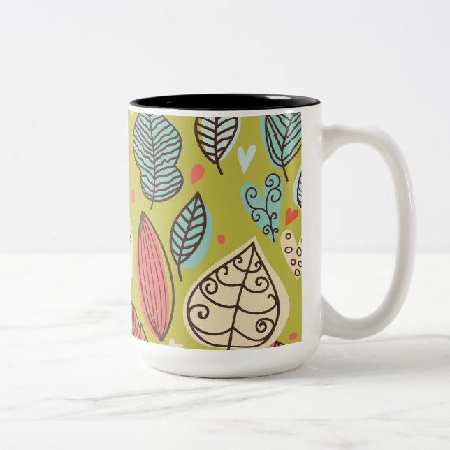 Colourful Leaves Two-Tone Coffee Mug (Right)