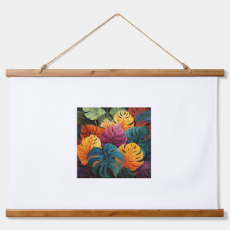 Colourful Leaves Wood Topped Wall Tapestry