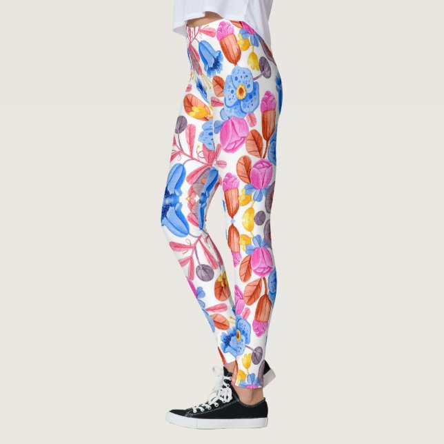 Colourful leggings with a vibrant floral pattern (Left)