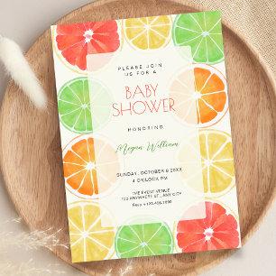 Colourful lemon baby shower invitation