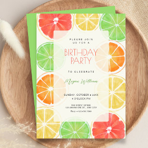 Colourful lemon birthday invitation