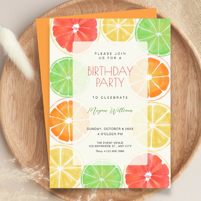 Colourful lemon birthday invitation (Creator Uploaded)
