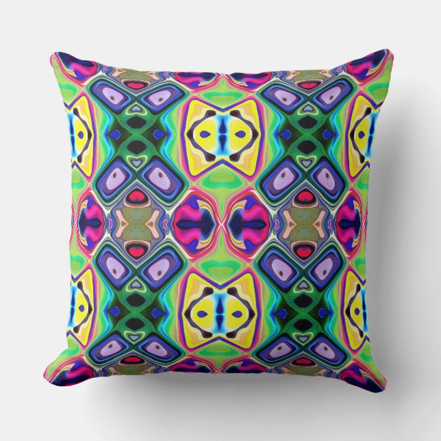 Colourful Lemon Lime Pattern Cushion (Front)