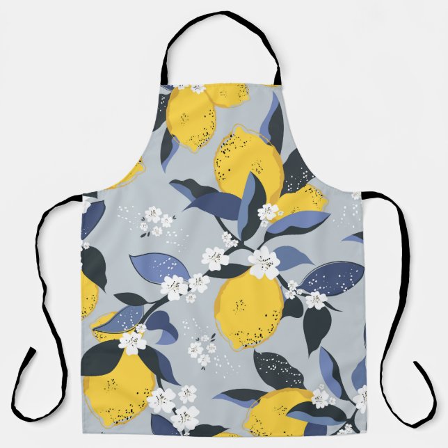 Colourful Lemons: Citrus Floral Pattern Apron (Front)