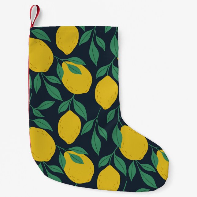 Colourful Lemons: Hand Drawn Vibrance. Small Christmas Stocking (Front)