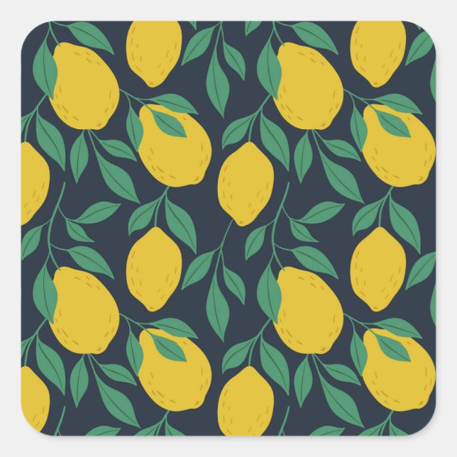 Colourful Lemons: Hand Drawn Vibrance. Square Sticker (Front)