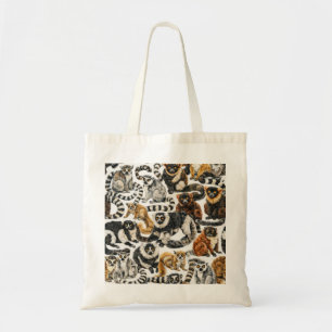 Colourful Lemurs of Madagascar Wildlife Pattern Tote Bag