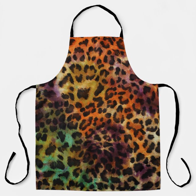 Colourful Leopard: Abstract Vintage Texture Apron (Front)