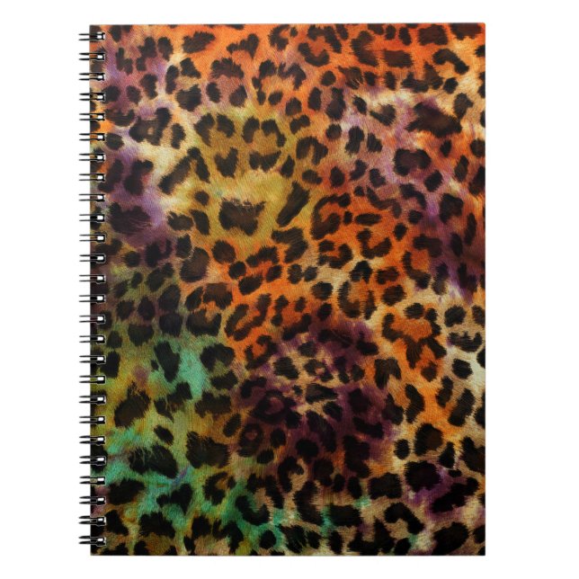 Colourful Leopard: Abstract Vintage Texture Notebook (Front)