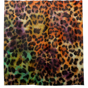 Colourful Leopard: Abstract Vintage Texture Shower Curtain