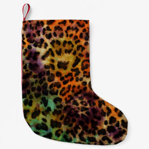 Colourful Leopard: Abstract Vintage Texture Small Christmas Stocking