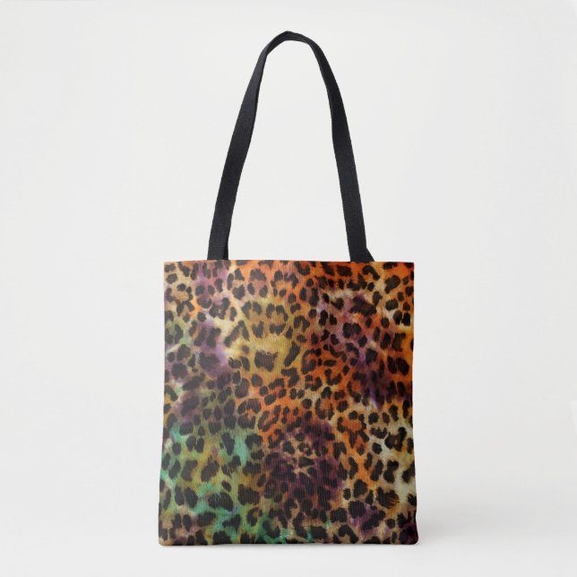 Colourful Leopard: Abstract Vintage Texture Tote Bag (Front)