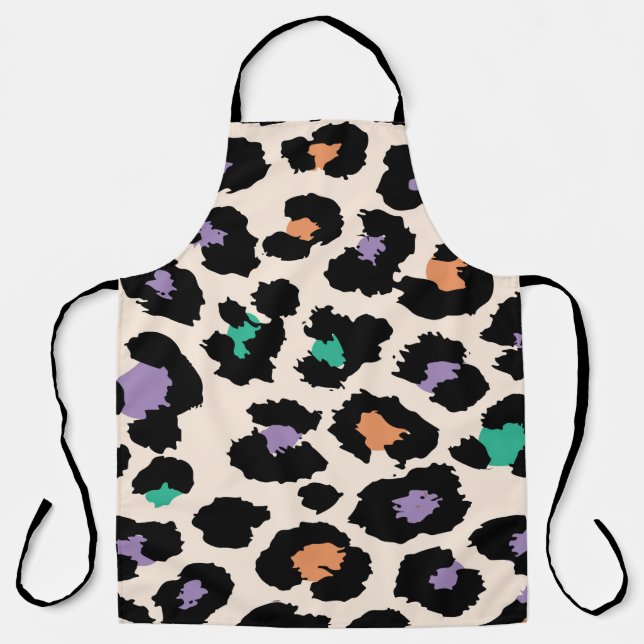 Colourful leopard animal design and backgroundprin apron (Front)