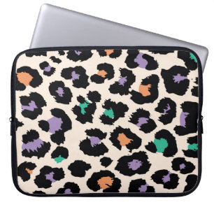 Colourful leopard animal design and backgroundprin laptop sleeve