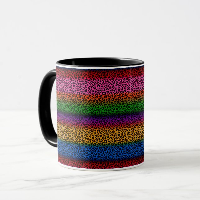 Colourful Leopard Animal Print Design  Mug (Front Left)