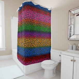Colourful Leopard Animal Print Design Shower Curtain