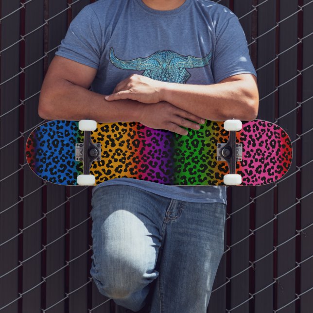 Colourful Leopard Animal Print Design  Skateboard (Outdoor 3)