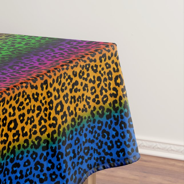 Colourful Leopard Animal Print Design  Tablecloth (In Situ)