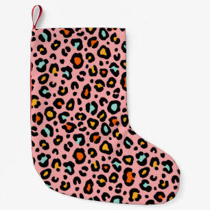 Colourful Leopard: Fashion Vintage Pattern Small Christmas Stocking