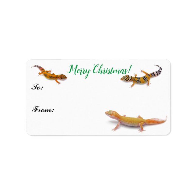 Colourful Leopard Gecko Lizard Christmas Gift Tag (Front)
